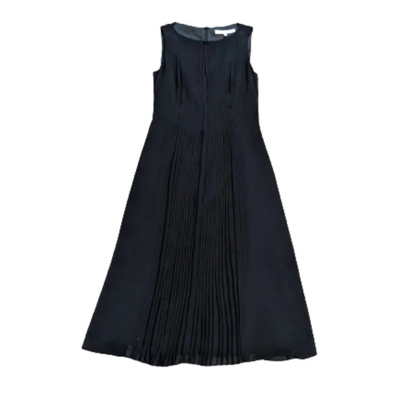 LK Bennett Black Pleated Front Sleeveless Dress key hole or v-neck size 2 - Picture 1 of 9